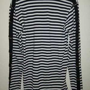 Dolls Kill Current Mood oversized black and white striped long sleeve shirt (or